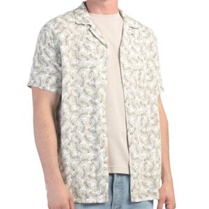 Magaschoni Linen Blend Button Front Short Sleeve Shirt Men’s Size Medium